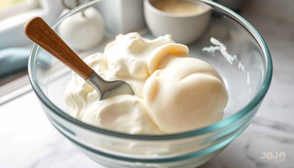 Step-by-step instructions for making Hidden Valley Ranch Dip with sour cream, mayo, and ranch seasoning mix in a glass bowl