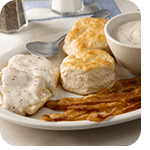Biscuits n' Gravy with Bacon or Sausage