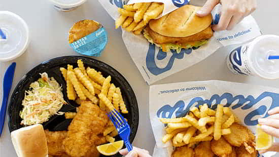 Treat yourself to the ultimate seafood delight at Culver's! Picture a table showcasing a scrumptious Fish Dinner, complete with golden fries and perfectly cooked fish.